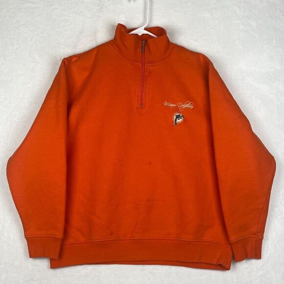 Vintage Reebok Miami Dolphins Sweater Mens Large Orange Pullover Sweatshirt - Picture 1 of 12